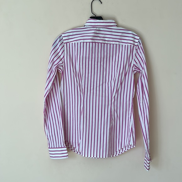 Theory pink/white striped cotton/nylon/poly blouse - Picture 4 of 5